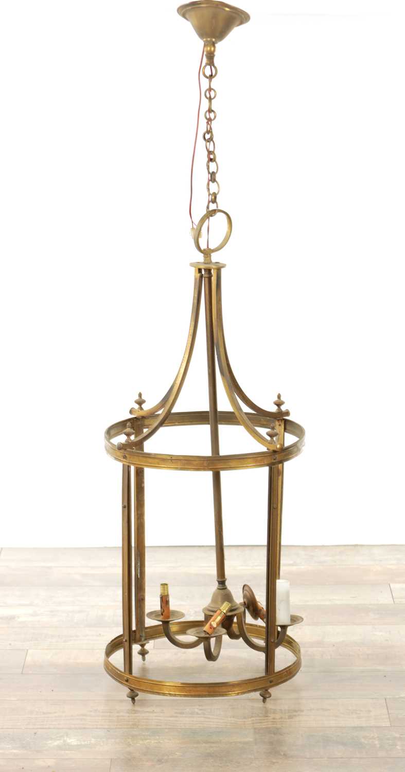 Lot 820 - A 20TH CENTURY BRASS HANGING LANTERN