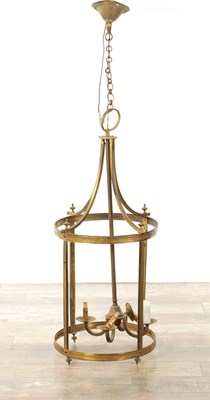 Lot 820 - A 20TH CENTURY BRASS HANGING LANTERN