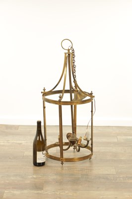 Lot 820 - A 20TH CENTURY BRASS HANGING LANTERN
