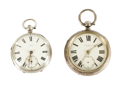 Lot 377 - TWO NORTH YORKSHIRE MADE SILVER OPEN FACED POCKET WATCHES