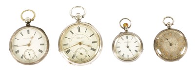 Lot 376 - A COLLECTION OF FOUR SILVER POCKET WATCHES SIGNED FATTORINI & SONS