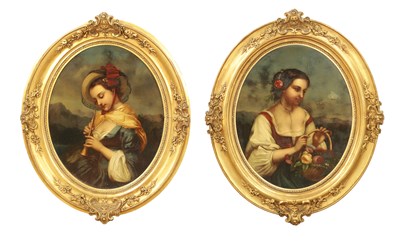 Lot 837 - A PAIR OF 19TH CENTURY OIL ON COPPER HALF-LENGTH PORTRAITS OF A YOUNG LADY