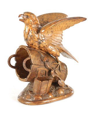 Lot 889 - A 19TH CENTURY BLACK FOREST CARVED LINDEN WOOD SCULPTURE
