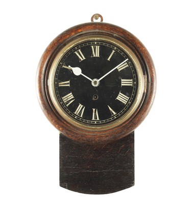 Lot 979 - A 19TH CENTURY 8” OAK CASED DROP DIAL WALL CLOCK