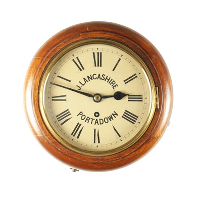 Lot 1166 - J. LANCASHIRE PORTADOWN. A 19TH CENTURY OAK CASED EIGHT-DAY FUSEE 8” DIAL CLOCK