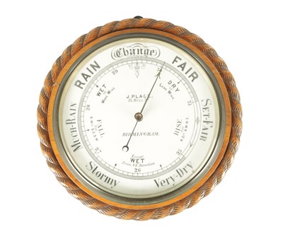 Lot 1043 - J. PLACE, BIRMINGHAM. A LARGE LATE 19TH CENTURY ANEROID BAROMETER