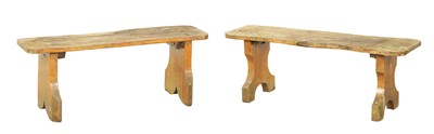 Lot 1240 - A PAIR OF 20TH CENTURY OAK BENCHES