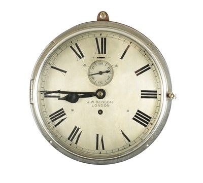 Lot 1084 - J.W.BENSON, LONON. A LARGE LATE 19TH CENTURY BULKHEAD WALL CLOCK