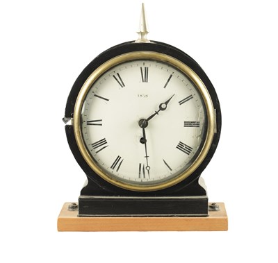 Lot 1120 - AN UNUSUAL 19TH CENTURY METAL CASED FUSEE CLOCK