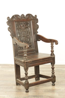 Lot 1401 - A GOOD LATE 17TH CENTURY JOINED OAK WAINSCOT CHAIR