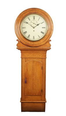 Lot 1208 - A 19TH CENTURY OAK TRUNK DIAL WALL CLOCK
