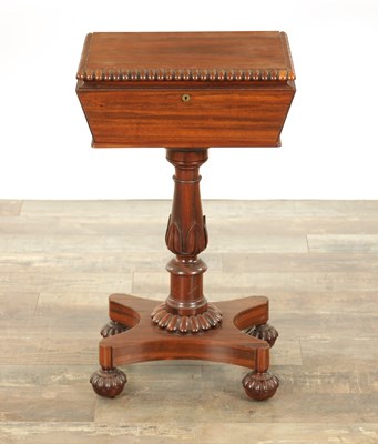 Lot 1228 - A LATE REGENCY SABICU WOOD TEAPOY IN THE MANNER OF GILLOWS