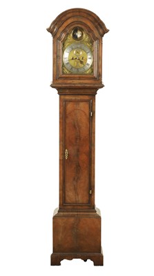 Lot 1180 - AN EARLY 20TH CENTURY WALNUT WEIGHT DRIVEN GRANDDAUGHTER CLOCK WITH SPHERICAL MOON
