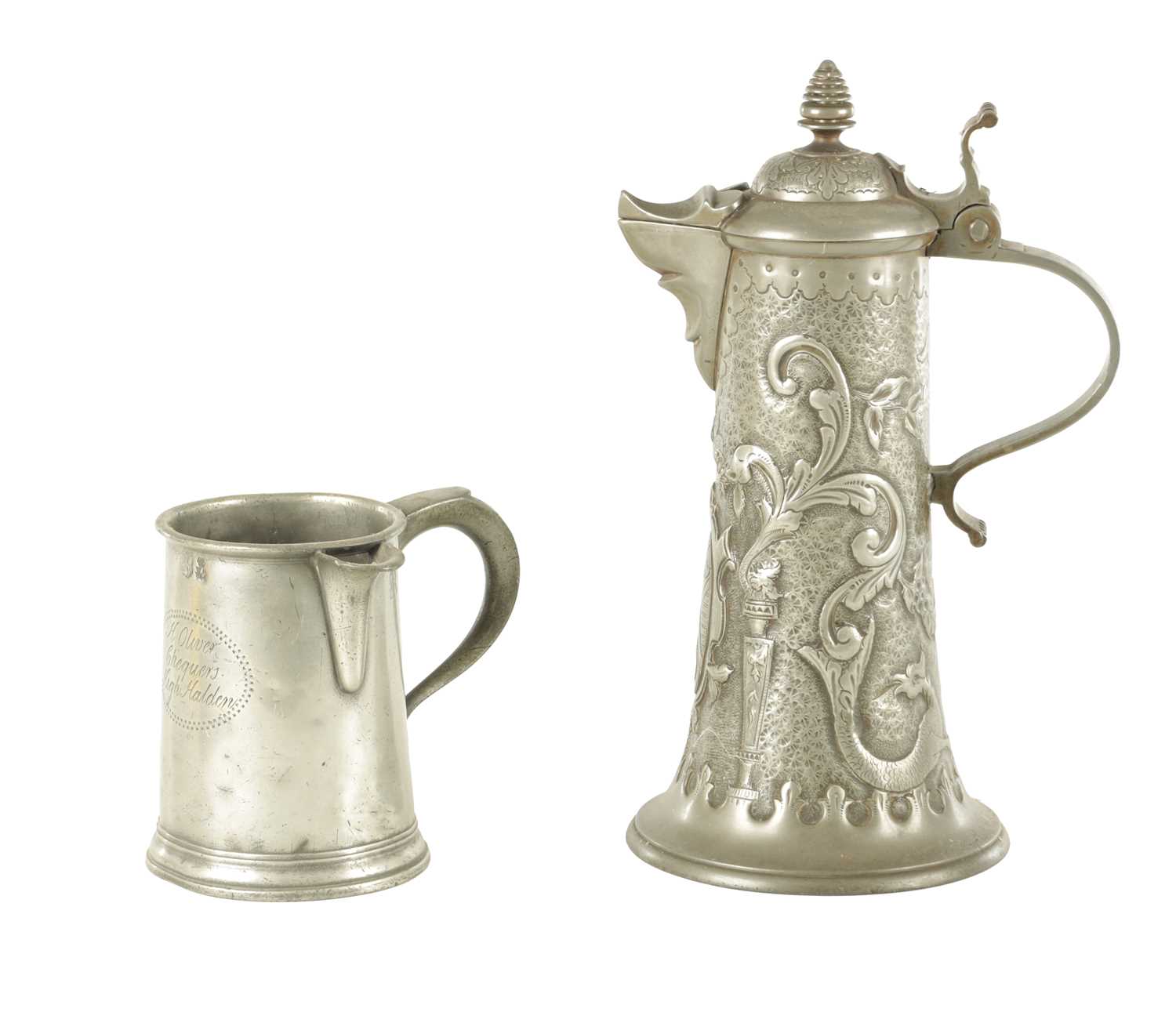 Lot 963 - AN ARTS AND CRAFTS PEWTER EWER