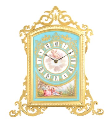 Lot 1060 - A FINE MID 19TH CENTURY ENGRAVED GILT BRASS SERVES PORCELAIN DIAL STRUT CLOCK ATTRIBUTED TO THOMAS COLE