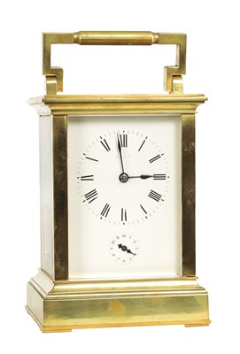 Lot 1527 - A LATE 19TH CENTURY FRENCH GIANT STRIKING CARRIAGE CLOCK