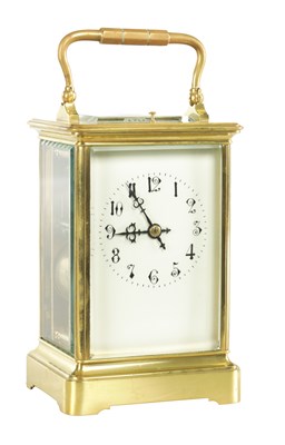 Lot 1081 - A LATE 19TH CENTURY FRENCH GIANT STRIKING/REPEATING CARRIAGE CLOCK
