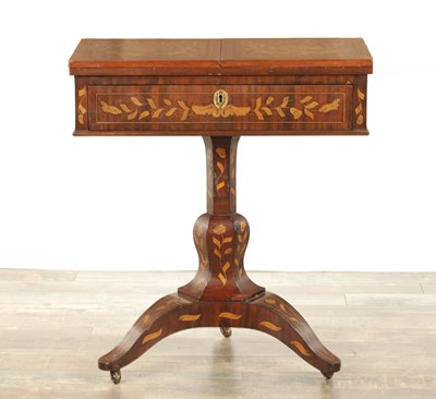 Lot 1315 - A 19TH CENTURY DUTCH MARQUETRY SIDE TABLE
