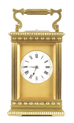 Lot 1190 - HENRI JACOT. A LARGE LATE 19TH CENTURY FRENCH BRASS CASED REPEATING CARRIAGE CLOCK