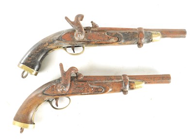 Lot 670 - TWO EARLY 19TH CENTURY NEAR MATCHING SEA SERVICE STYLE PERCUSSION PISTOLS