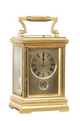 Lot 1044 - A LATE 19TH CENTURY GILT BRASS FRENCH GRAND SONNERIE CARRIAGE CLOCK REPEATER