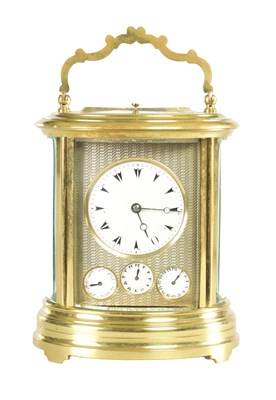 Lot 1014 - BREVETÉ, PARIS. A LARGE LATE 19TH CENTURY FRENCH OVAL CASED REPEATING CARRIAGE CLOCK WITH CALENDAR WORK