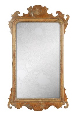 Lot 1288 - A GEORGE III WALNUT HANGING MIRROR