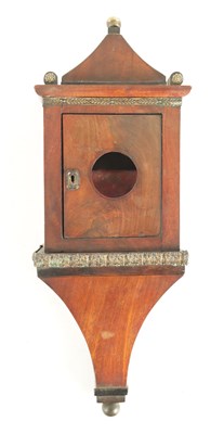 Lot 349 - A 19TH CENTURY MAHOGANY WALL HANGING POCKET WATCH HOLDER IN THE FORM OF A BRACKET CLOCK