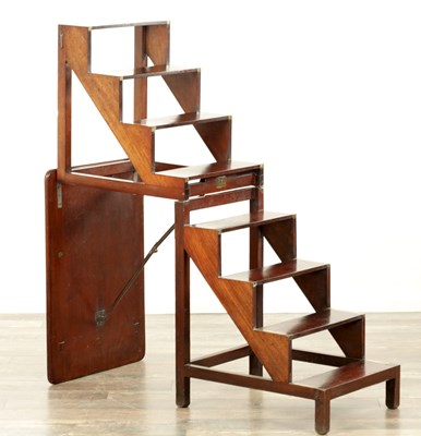 Lot 1268 - A 19TH CENTURY MAHOGANY METAMORPHIC TABLE / LIBRARY STEPS