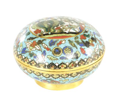 Lot 182 - A 19TH CENTURY CHINESE CLOISONNE ENAMEL LIIDDED BOX