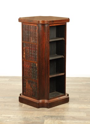 Lot 1419 - A REGENCY FIGURED ROSEWOOD LIBRARY FREE STANDING OPEN BOOKCASE