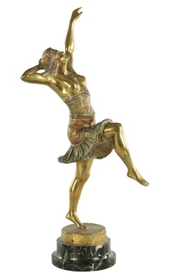 Lot 746 - HENRY FUGERE (1872 - 1944). AN ART DECO BRONZE FIGURAL SCULPTURE OF A DANCING GIRL
