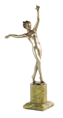 Lot 769 - JOSEF LORENZL (1892 - 1950) AN ART DECO COLD PAINTED FIGURAL BRONZE SCULPTURE OF A NUDE FEMALE