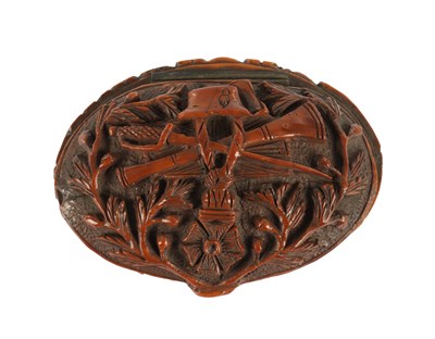 Lot 755 - A 19TH CENTURY CARVED COQUILLA NUT SNUFF BOX