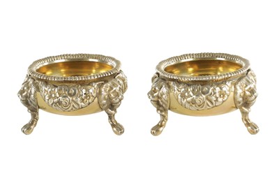 Lot 420 - A PAIR OF GEORGIAN SILVER GILT TABLE SALTS