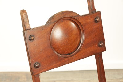 Lot 1347 - AN ARTS AND CRAFTS WALNUT METAMORPHIC LIBRARY CHAIR / STEPS