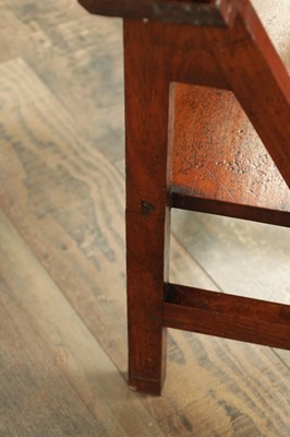 Lot 1347 - AN ARTS AND CRAFTS WALNUT METAMORPHIC LIBRARY CHAIR / STEPS