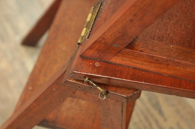 Lot 1347 - AN ARTS AND CRAFTS WALNUT METAMORPHIC LIBRARY CHAIR / STEPS