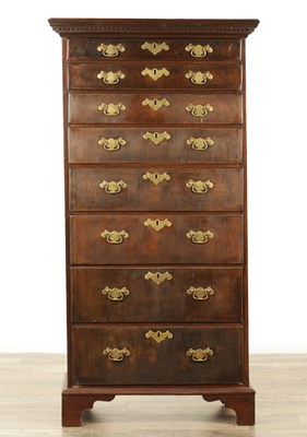 Lot 1375 - AN 18TH CENTURY MAHOGANY IRISH TALL CHEST OF DRAWERS