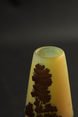 Lot 27 - AN EMILE GALLE (1846-1904) OVOID TAPERING GREEN CAMEO GLASS VASE
