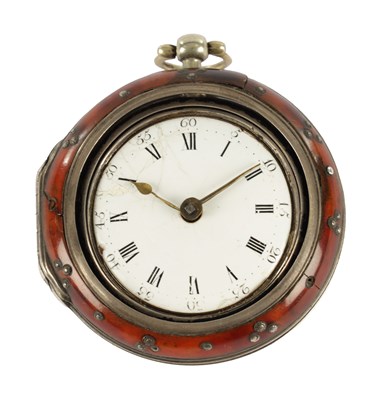 Lot 369 - JOHN ROGERS, LEOMINSTER. A GEORGE III SILVER AND TORTOISESHELL TRIPLE CASED POCKET WATCH