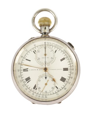 Lot 375 - S. SMITH & SON, LONDON. A LATE 19TH CENTURY SILVER KEYLESS LEVER SPLIT-SECOND CHRONOGRAPH POCKET WATCH