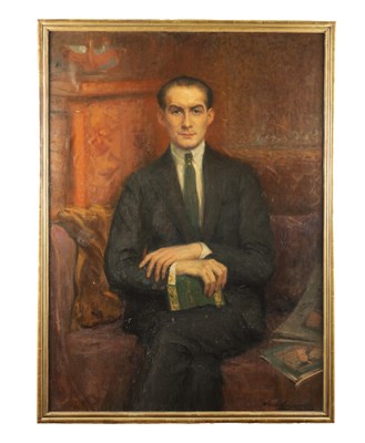 Lot 871 - AN EARLY 20TH CENTURY OIL ON CANVAS FULL LENGTH PORTRAIT OF HANS ALIN BY AVA DE LAGERCRANTZ