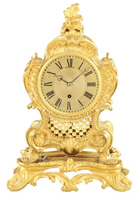 Lot 1126 - WEBSTER, LONDON. A 19TH CENTURY GILT BRONZE ENGLISH FUSEE ROCOCO STYLE MANTEL CLOCK