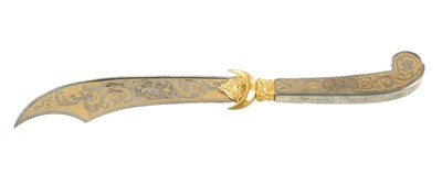 Lot 745 - AN EARLY 20TH CENTURY PALAIS ROYAL STEEL AND GOLD ETCHED PAPER KNIFE