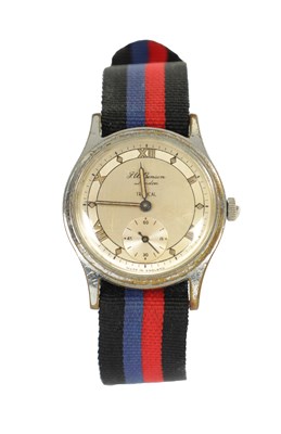 Lot 384 - A GENTLEMAN’S 1950’S SMITH EXPEDITION “TROPICAL” RHODIUM PLATED WRIST WATCH RETAILED BY J.W. BENSON