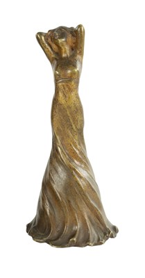 Lot 683 - AN ART NOUVEAU GILT BRONZE FIGURAL BELL