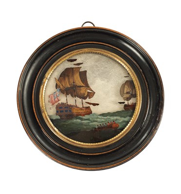 Lot 666 - A 19TH CENTURY REVERSE PAINTED 3D PAINTING ON CONVEX GLASS