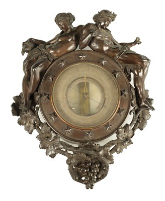Lot 1201 - A LATE 19TH CENTURY FRENCH BRONZE FIGURAL BOURDON BAROMETER