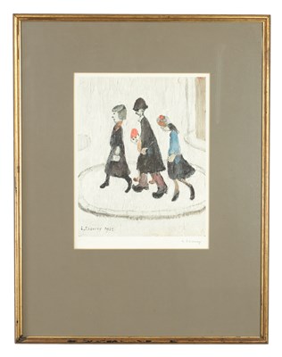Lot 875 - A 20TH CENTURY L. S. LOWRY SIGNED PRINT 'THE FAMILY'